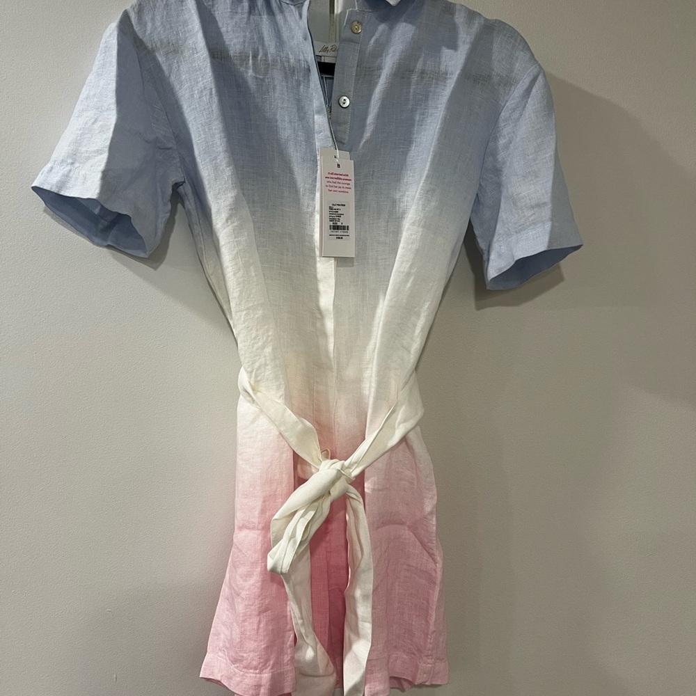 Lilly Pulitzer button up romper with belt